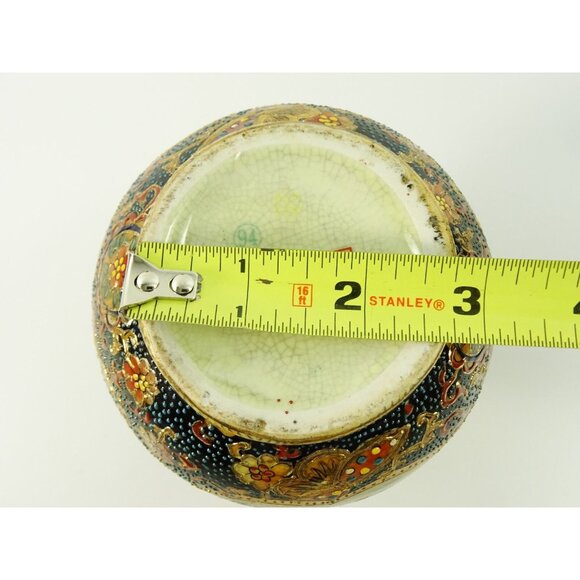 Vintage Japanese Satsuma Vase Scalloped Edges Geisha Butterfly Floral Ceramic - Picture 10 of 10